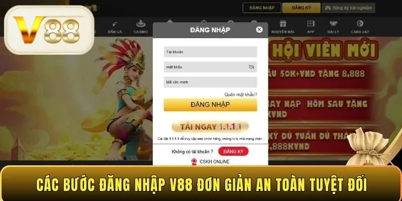 Các bước đăng nhập V88 đơn giản an toàn tuyệt đối